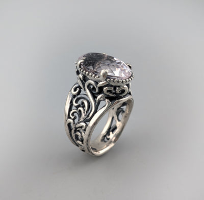 Kunzite Sterling Silver Lacy Ring
