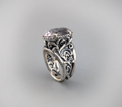 Kunzite Sterling Silver Lacy Ring