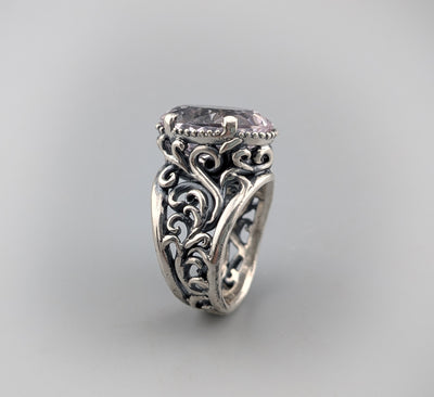 Kunzite Sterling Silver Lacy Ring