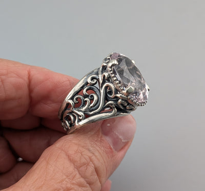 Kunzite Sterling Silver Lacy Ring