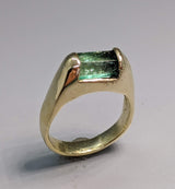 Natural Emerald Crystal 14kt Gold Ring