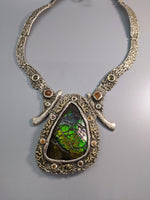 Ammolite Sterling Silver Necklace with 14kt Gold