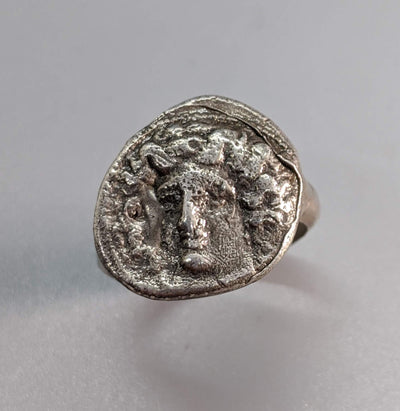 Sterling Silver Ancient Coin Replica Ring, Larissa