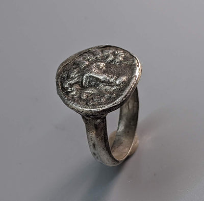 Sterling Silver Ancient Coin Replica Ring, Larissa