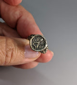 Sterling Silver Ancient Coin Replica Ring, Octopus