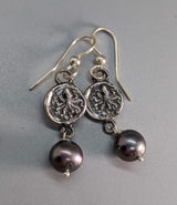 Sterling Silver Ancient Coin Replica Earrings, Octopus