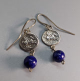 Sterling Silver Ancient Coin Replica Earrings, Pegasus