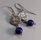 Sterling Silver Ancient Coin Replica Earrings, Pegasus