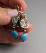 Sterling Silver Ancient Coin Replica Earrings, Horse Head