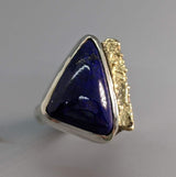 Lapis Sterling Silver Ring with 14kt Gold Strip