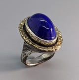 Lapis Sterling Silver Ring with 14kt Gold