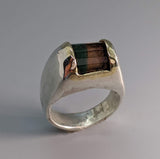 Bi-Color Tourmaline Sterling Silver Ring with 14kt Gold