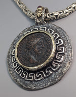 Ancient AE Sestertius, Marcus Aurelius, Sterling Silver Pendant with 14kt Gold