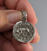 Sterling Silver Ancient Coin Replica, She-Wolf