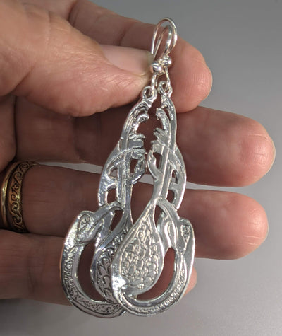Sterling Silver Celtic Cormorant Earrings, Large