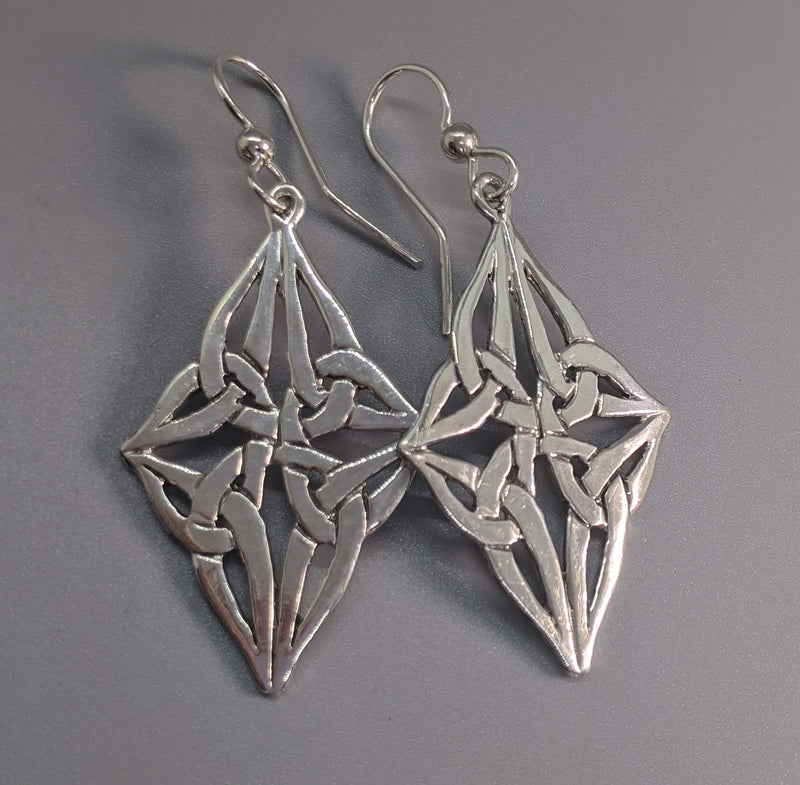 Sterling Silver Diamond Shape Celtic Knotwork Earrings