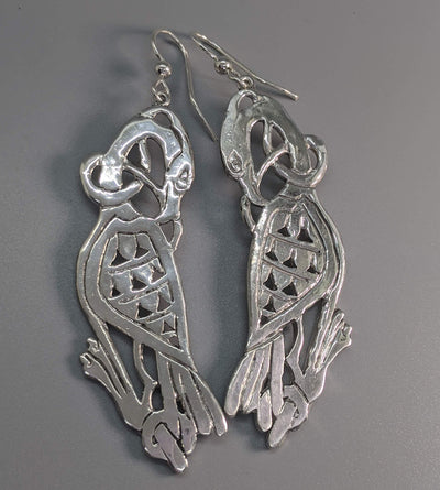 Largest Sterling Silver Celtic Cormorant Earrings