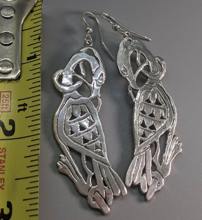 Largest Sterling Silver Celtic Cormorant Earrings
