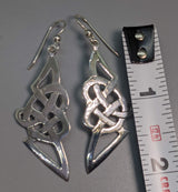 Sterling Silver Elongated Triangle Celtic Knot Earrings