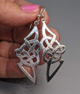 Sterling Silver Elongated Triangle Celtic Knot Earrings