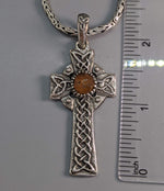 Sterling Silver Celtic Cross with Spessartite Garnet