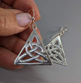 Sterling Silver Wide Triangle Celtic Knotwork Earrings