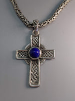 Sterling Silver Celtic Cross with Lapis