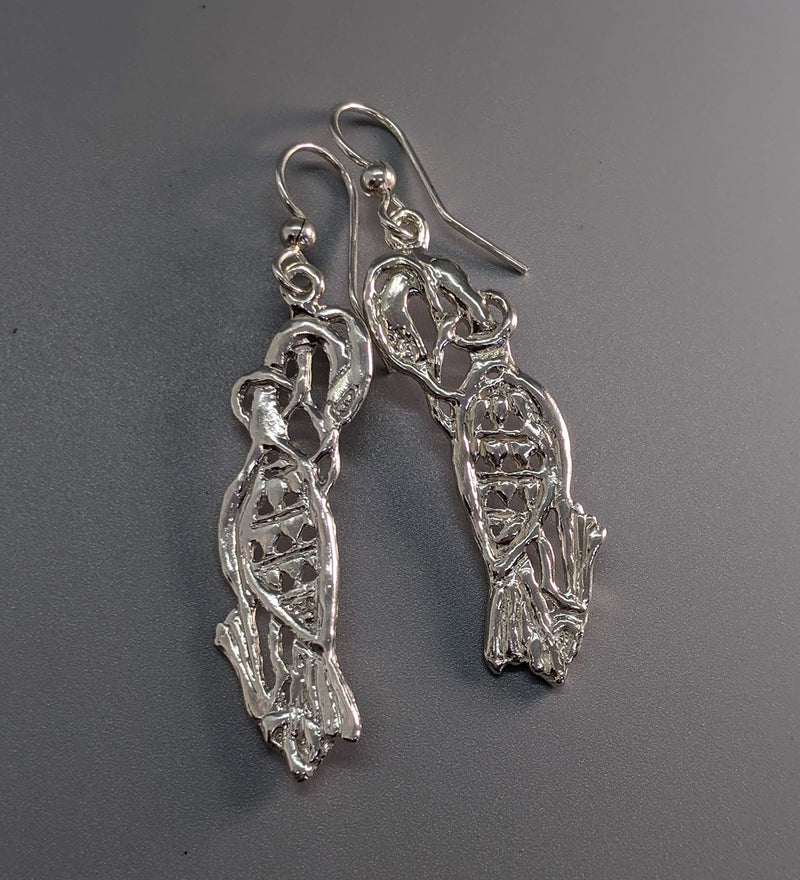 Medium, Revised Sterling Silver Cormorant Earrings