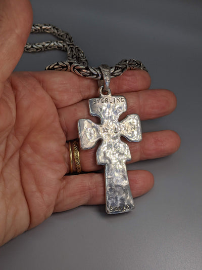 Large Sterling Silver Fahan Mura Celtic Cross