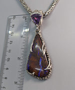 Yowah Boulder Opal, Amethyst, Sterling Silver Pendant