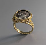 Ancient Histiaia, AR Tetrobol, 14kt Gold Ring