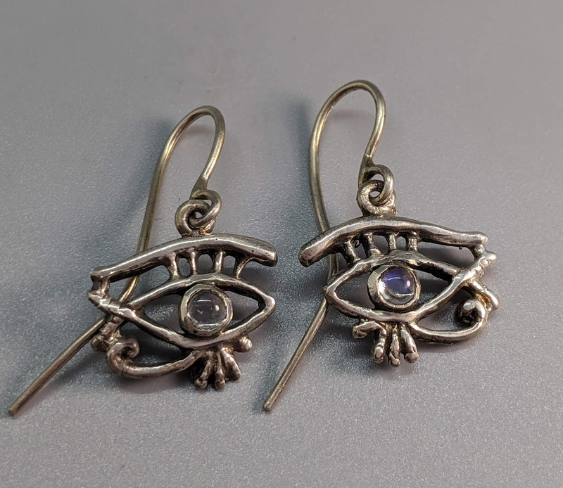 Sterling Silver Eye of Horus Earrings
