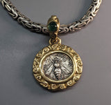 Ancient AR Drachm, Bee, 14kt Gold Pendant