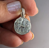 Sterling Silver Ancient Coin Replica, Bee, with Citrine on Bail
