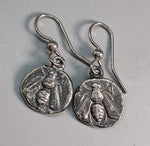 Sterling Silver Ancient Coin Replica Earrings, Bee