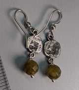 Sterling Silver Ancient Coin Replica Earrings, Bee, with Spectrolite Drops