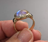 Rainbow Moonstone, 14kt Gold Ring
