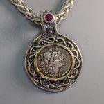 Roman Republic AR Denarius, Sterling Silver Pendant with 14kt Gold Bezel