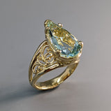 Aquamarine in 14kt Gold Lacy Ring