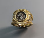 Athena, AR Hemidrachm, 14kt Gold Wide Band Ring