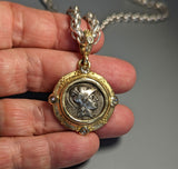 Athena Pamphylia, AR Drachm, 14kt Gold Reversible Pendant