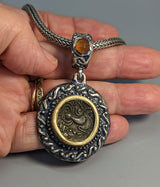 Celtic Horse, BI Stater, Sterling Silver and 14kt Gold Pendant