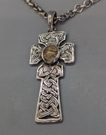 Sterling Silver Fahan Mura Celtic Cross with Rutilated Quartz