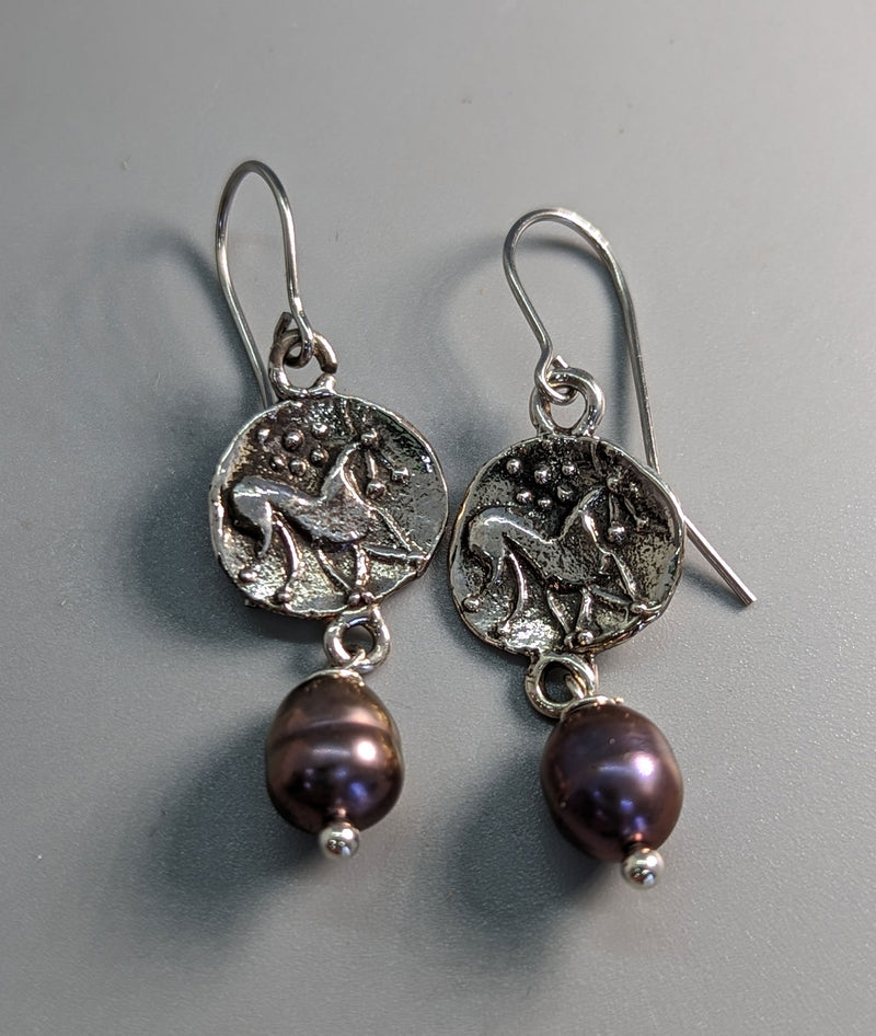 Cast Sterling Silver Ancient Coin Replicas, Celtic Pony Earrings