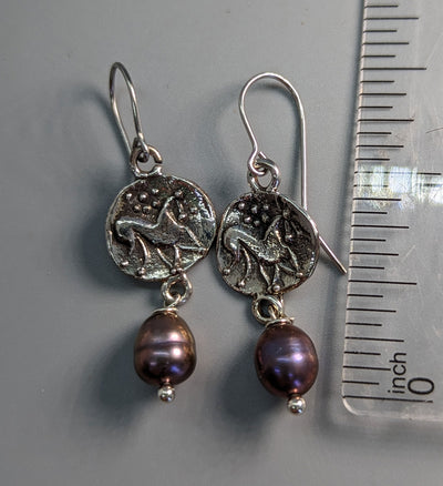 Cast Sterling Silver Ancient Coin Replicas, Celtic Pony Earrings