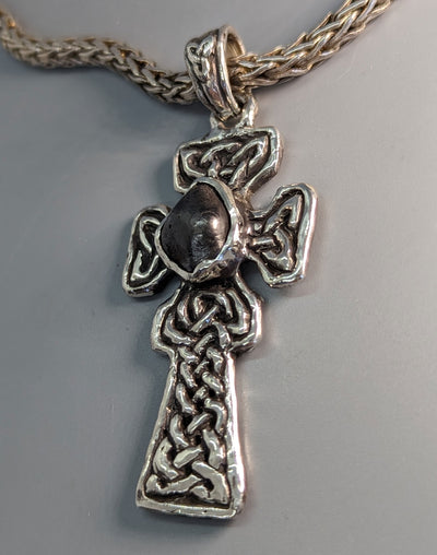 Sikhote Alin Meteorite, Sterling Silver Fahan Mura Celtic Cross