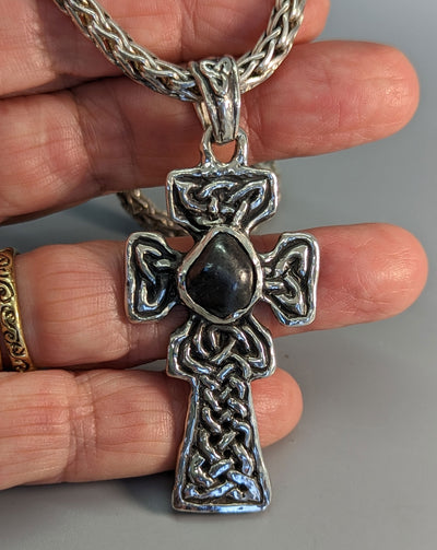 Sikhote Alin Meteorite, Sterling Silver Fahan Mura Celtic Cross