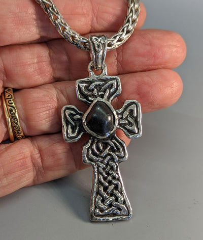 Sikhote Alin Meteorite, Sterling Silver Fahan Mura Celtic Cross