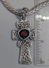 Watermelon Tourmaline, Sterling Silver Fahan Mura Celtic Cross