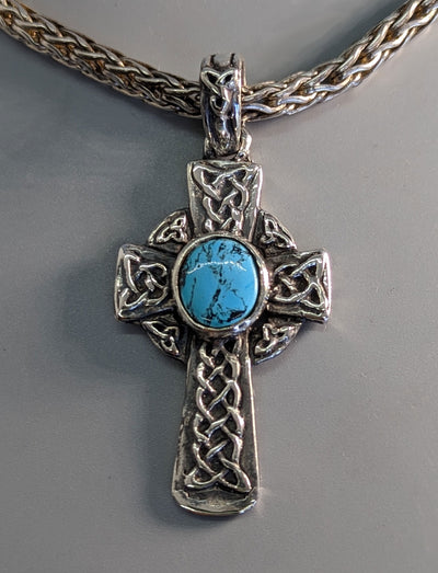 Turquoise in Sterling Silver Celtic Cross